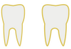 Icon zwei Zähne soll Lücke zwischen zwei Zähnen darstellen